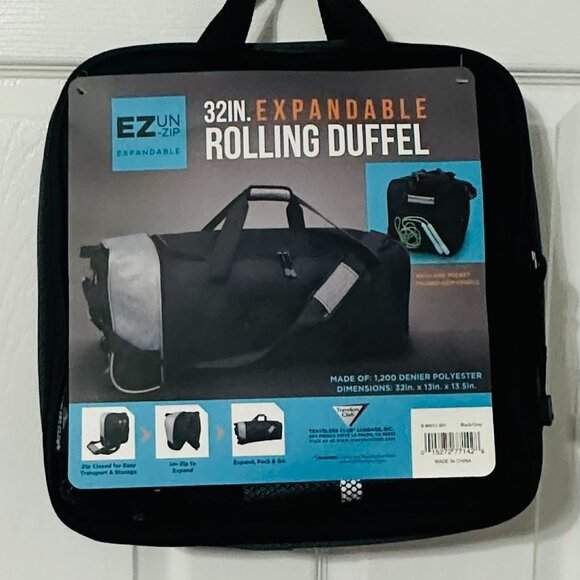 EZ Unzip 32-inch Collapsible Expandble Travel Rolling Duffel Bag - Picture 1 of 4